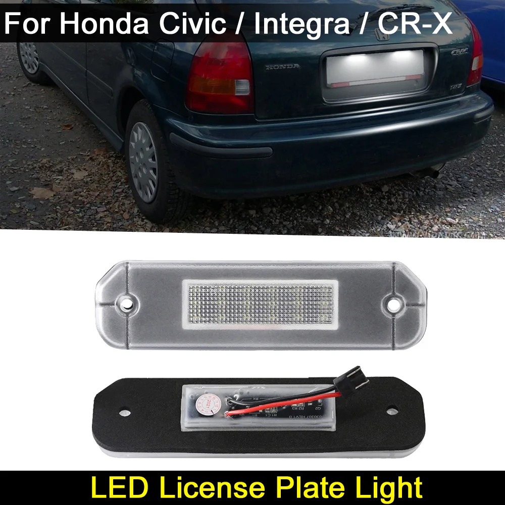 2Pcs For Honda Civic EJ EG EK EK3 CR-X Integra Del Sol Tail White LED License Plate Light Number Lamp Assembly | Автомобили и