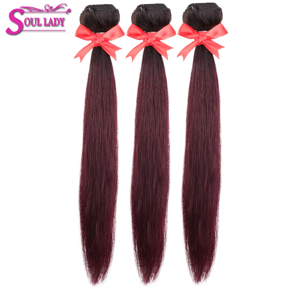 

Soul Lady Per-colored Brazilian Straight Hair 3 Bundles 1b/99j Two Tone Color Ombre Human Hair Extensions Non remy Hair Weaving