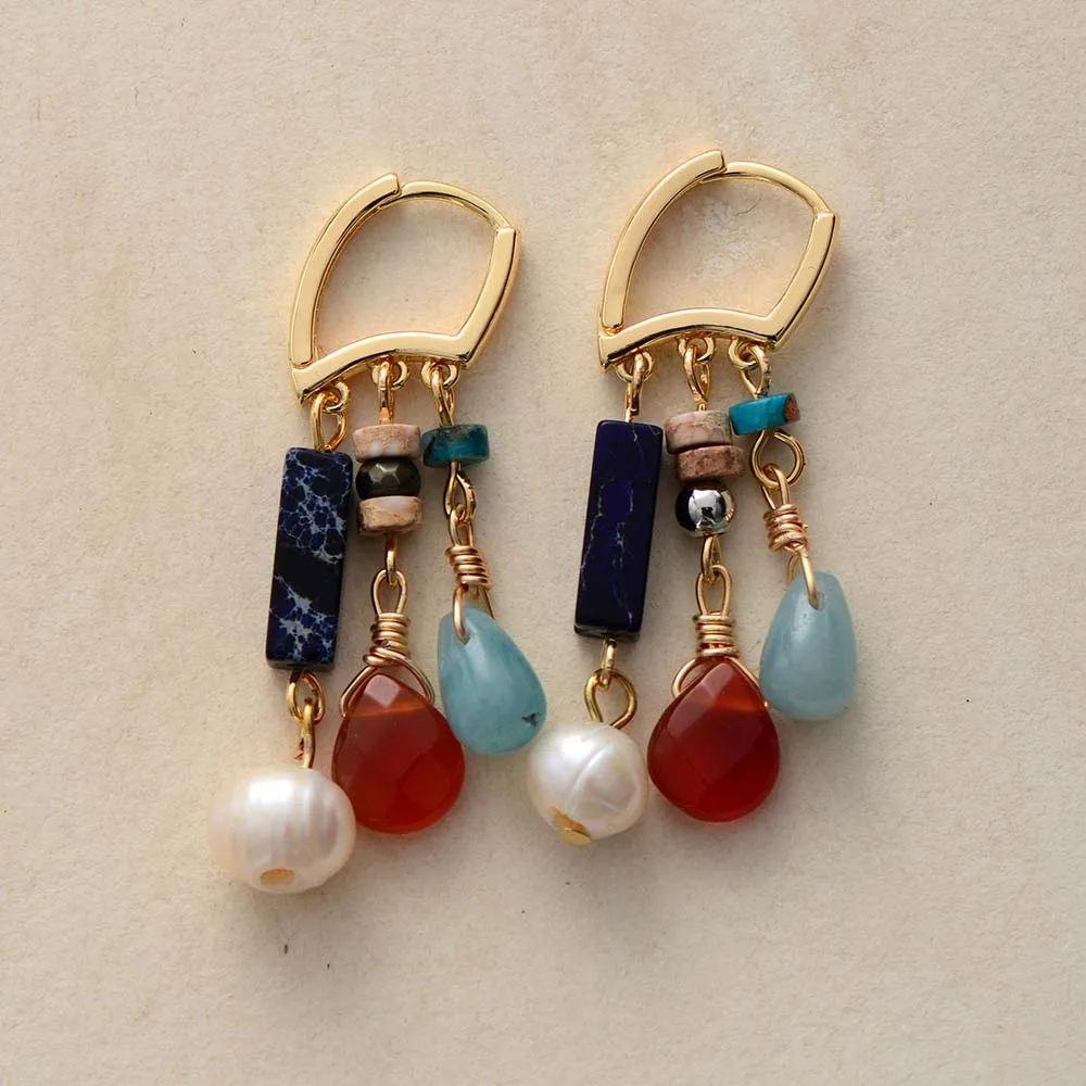 Women Natural Stone Pearls Drop Earrings Jewelry Gemstones Dangle Earring Designer Jewelry Wholesale Dropshipping