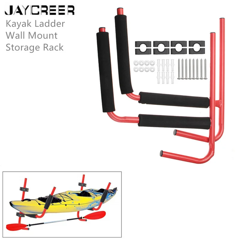 JayCreer 80KGS нагрузка 2 шт с аппаратные комплекты каяк настенная стойка лестница настенное крепление Складная стойка для хранения Крытый Открытый каяк хранения