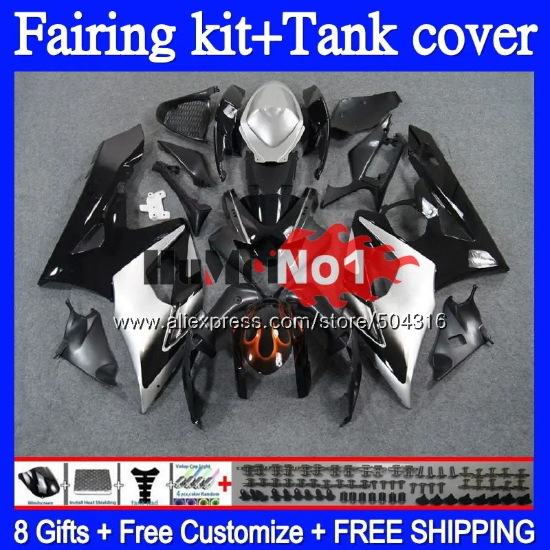 

+Tank Kit For SUZUKI GSXR-1000 GSXR 1000 1000CC CC Black silvery 68MC.32 K5 GSX-R1000 GSX R1000 GSXR1000 05 06 2005 2006 Fairing