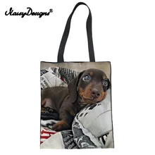 Dachshund печать женские многоразовые сумки для покупок леди складной брезентовый для похода в магазин, сумка для продуктов студенческий Хлопок Tote тканевые сумки через плечо