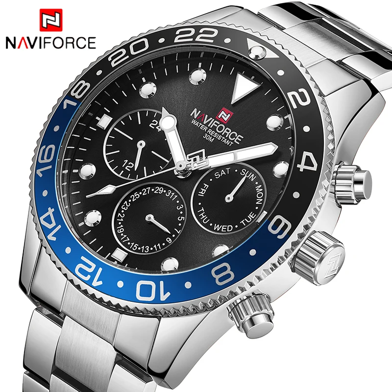 NAVIFORCE Топ бренд класса люкс мужские часы Повседневная мода кварцевые 24 часа дата часы мужские спортивные Бизнес наручные часы Relogio Masculin