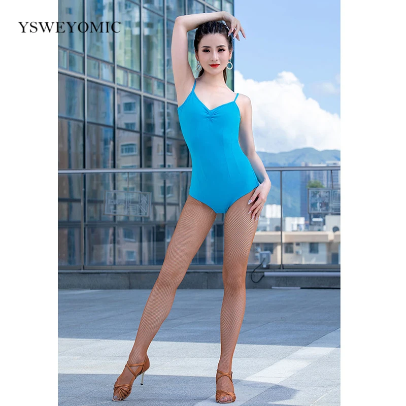 

Blue Dance Top Latin Dance Bodysuit Sexy Latin training Dance Top Gym Practise Top Dance Leotard