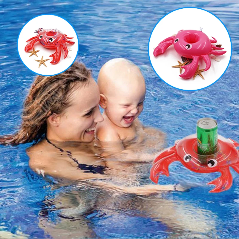 

Swimming Pool Party Floating Juice Beer Cute Inflatable Drink Cup Seat Crab Shape Inflatable Coaster Inflatable Water Holder