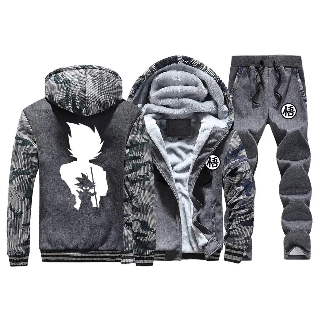 Dark Gray 5 DragonBall Z камуфляжная Толстовка+ штаны, комплекты из 2 предметов, модные брендовые толстовки, Мужская зимняя Японская уличная одежда, спортивный костюм - Цвет: Dark Gray 5