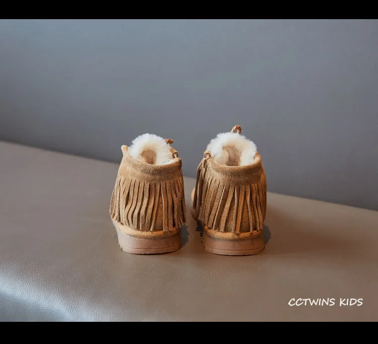 CCTWINS/детская обувь; коллекция года; зимняя детская брендовая замшевая теплая обувь; модные детские зимние ботинки; Модные ботильоны с кисточками для девочек; SNB098