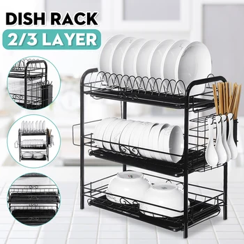 

2/3 Layer Stainless Steel Cutlery Storage Shelf Dish Rack Kitchen Drain Storage Knife Chopping Board Holder Home Supplies