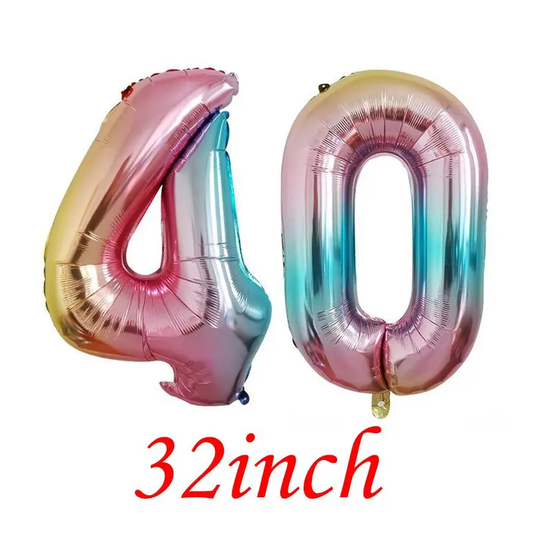 Номер цвета: золотистый воздушный шар "Конфетти" 30 40 50 60 30th 40th 50th 60th День рождения Юбилей торт фигурки жениха и невесты; разброс таблицы центральным - Цвет: number 40