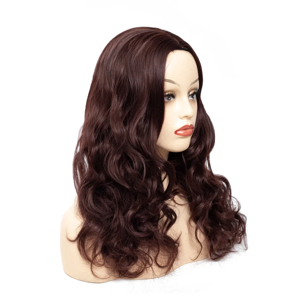 LIHUI Women Long Wavy Wig Cosplay Dark Brown Heat Resistant Synthetic Hair Wigs