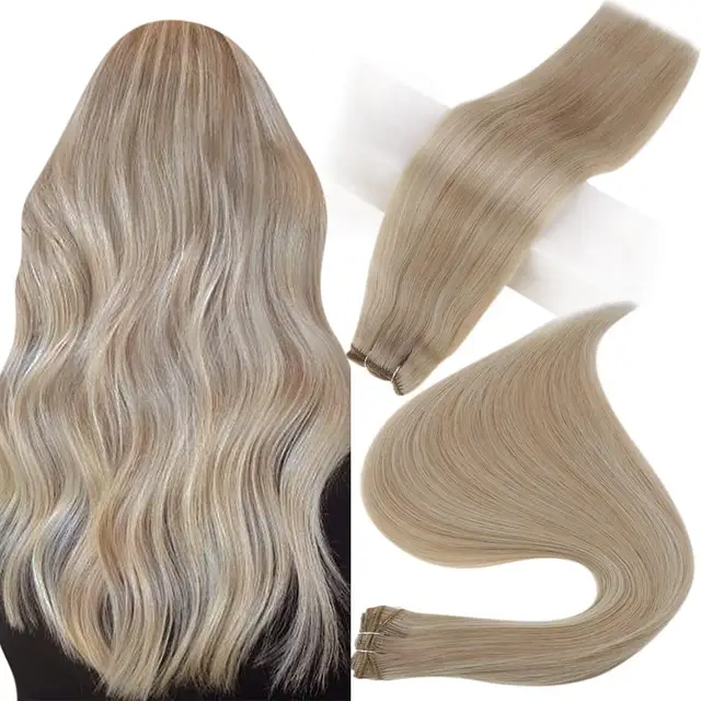 Full Shine Human Hair Weft Extensions Hair Bundles Ombre Blonde Color 100g Sew In Silky Straight Remy Skin Double Weft For Salon 18p613