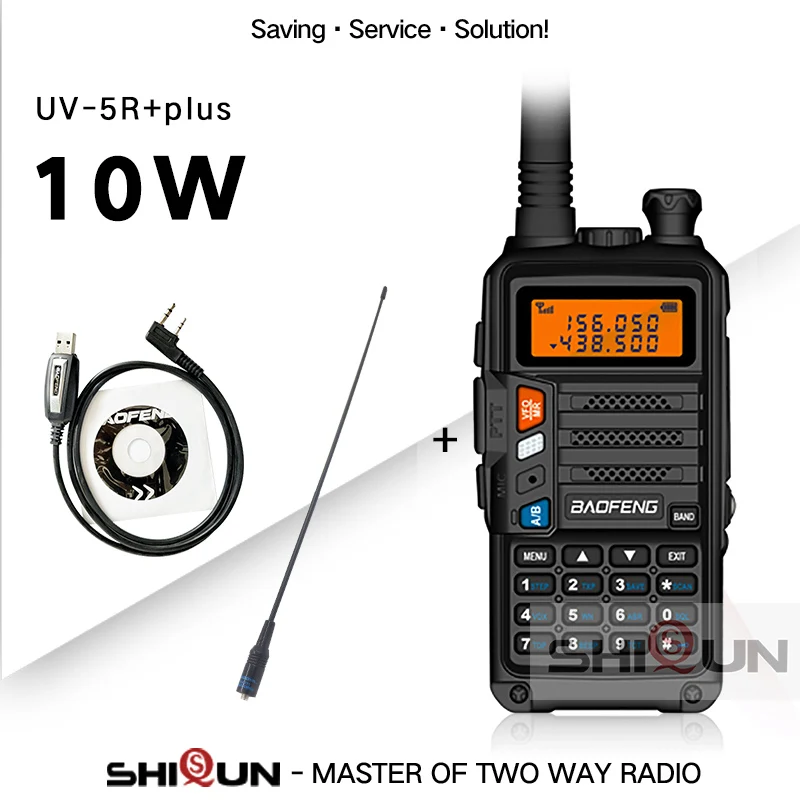 rechargeable walkie talkies 10W Walkie Talkie Long Range Baofeng UV-5R+Plus Radio for Hunting 10 km Upgrade of UV-5R UV-10R Ham Radio 10KM UHF/VHF Tri Bands best 2 way radios Walkie Talkie