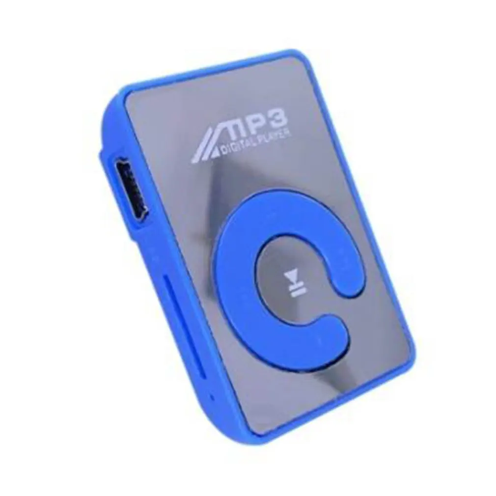 Синий Портативный мини зеркало клип MP3 плеер музыкальный медиа поддержка Micro SD TF карта Мода Hifi MP3 для спорта на открытом воздухе - Цвет: Синий