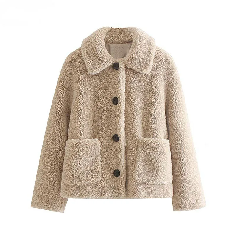 Женский милый плюшевый Пиджак однобортный длинный рукав однотонная верхняя одежда женское пальто уютное милое шикарное теплое меховое пальто Женская куртка