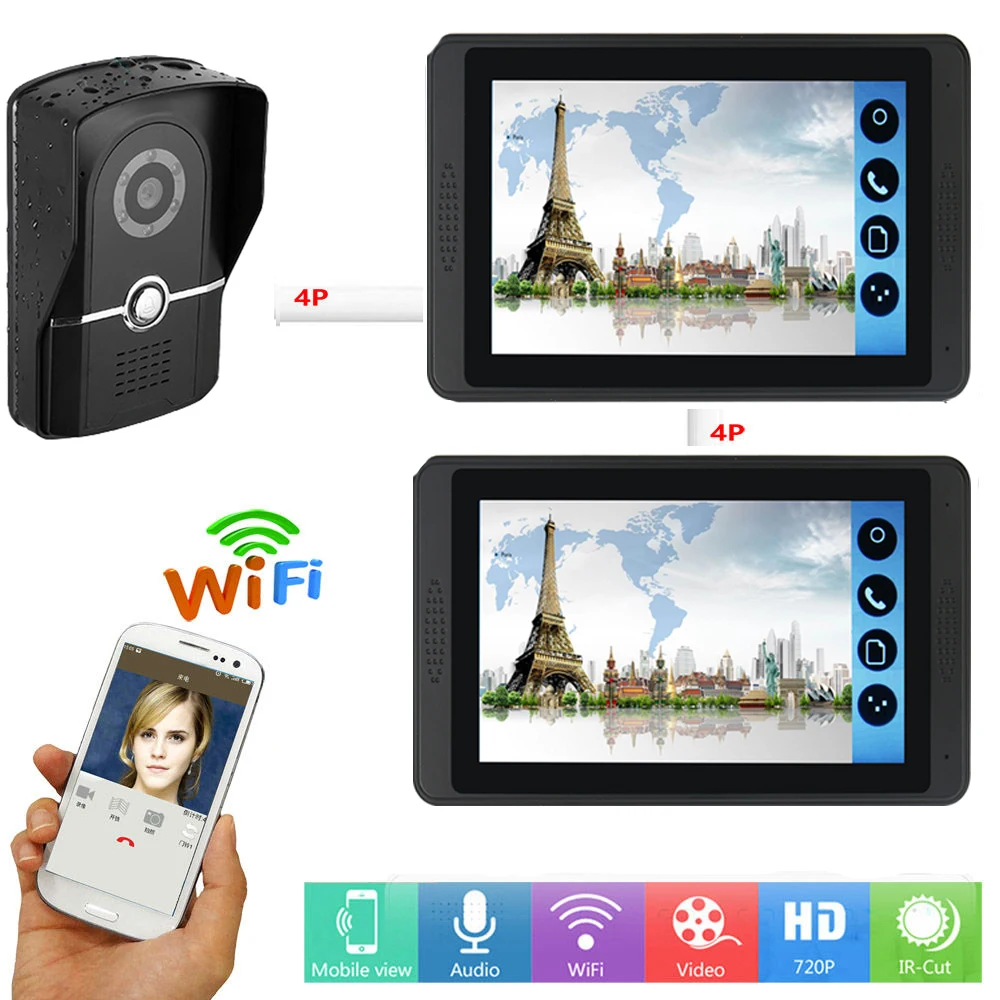 

Yobang Security 7"Colour TFT LCD Wired Wifi Waterproof Video Intercom Doorbell Door Phone System With RFID Unlock IR Camera