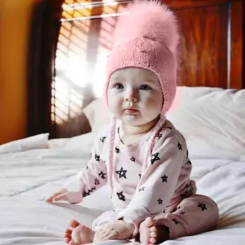 

Newborn baby girl winter warm hat knit comfortable plush infant baby hat cute solid headdress