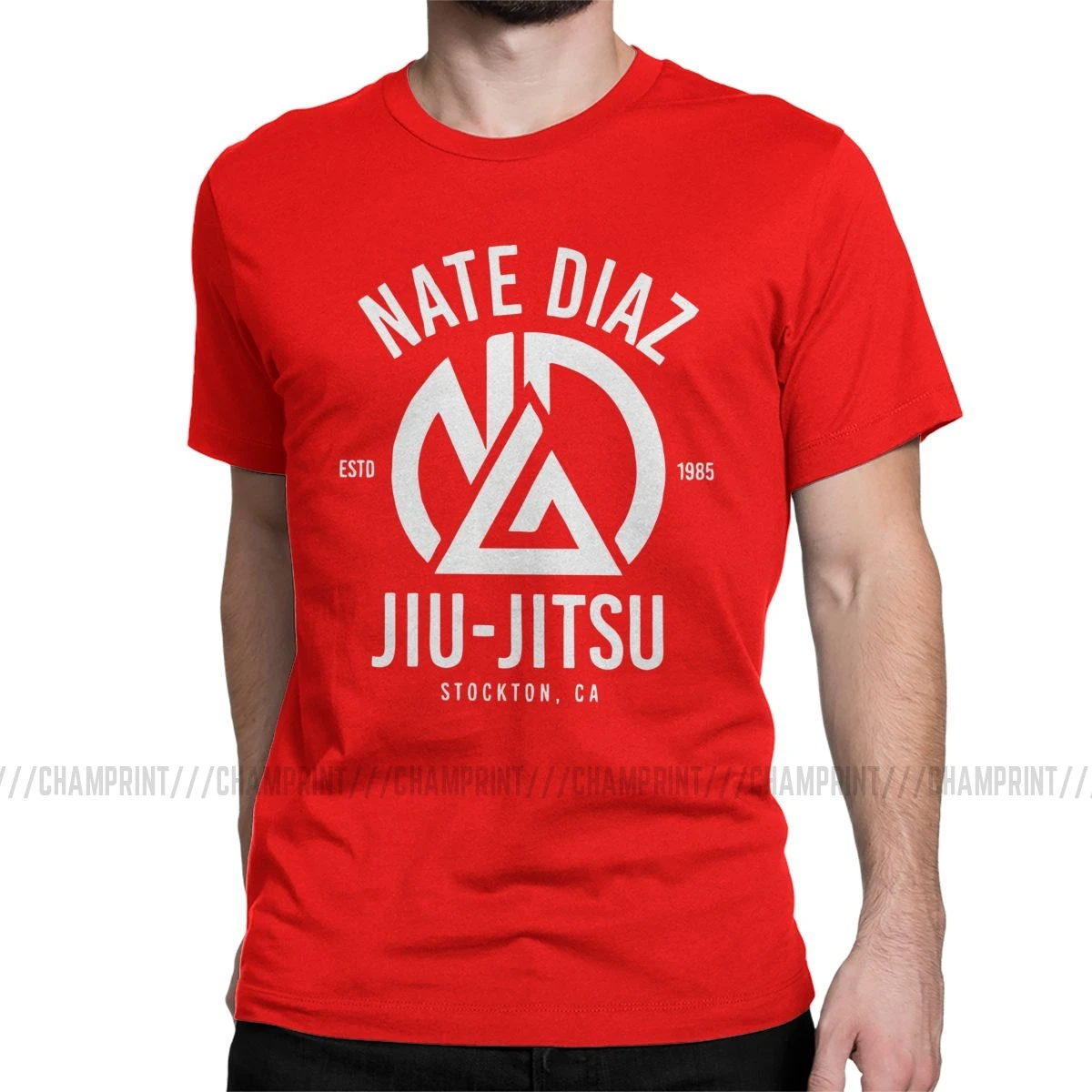 Мужская футболка Nate Diaz Crazy хлопковые футболки с коротким рукавом MMA Nate Sport Stockton Brothers Fighter Boxing футболка одежда идея подарка - Цвет: Красный