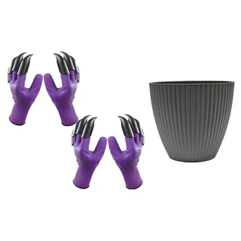 

Gardening Elves Gloves(2 Pairs of Gloves) with Flower Pot Green Dill with Pot Hydroponic Copper Grass Thickening Potted