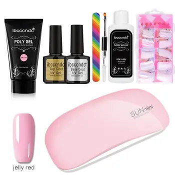 

8Pcs/set Extend UV Jelly Poly Builder Finger Extension Gel Nails File Nail Lamp Liquid Slip Solution Dual End Brush Set GXMC