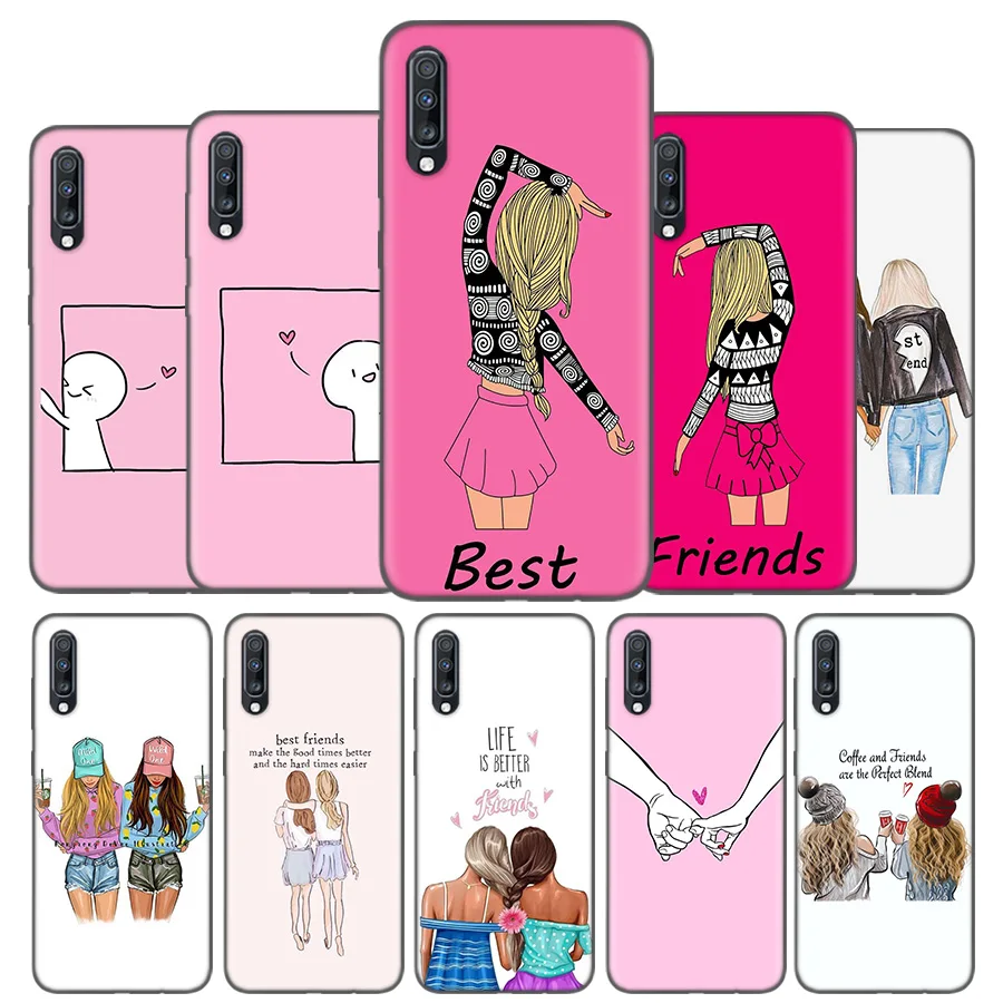 

Silicone Case Cover For Samsung Galaxy A50 A80 A70 A40 A30 A20 A20e A10 A9 A8 A7 A6 Plus 2018 Note 10 9 8 Best Friends BFF Match