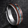 TIGRADE 8mm Tungsten Carbide Rings Hawaiian Koa Wood and Abalone Shell Wedding Bands for Men Comfort Fit Size 6-13 Brand bague 2