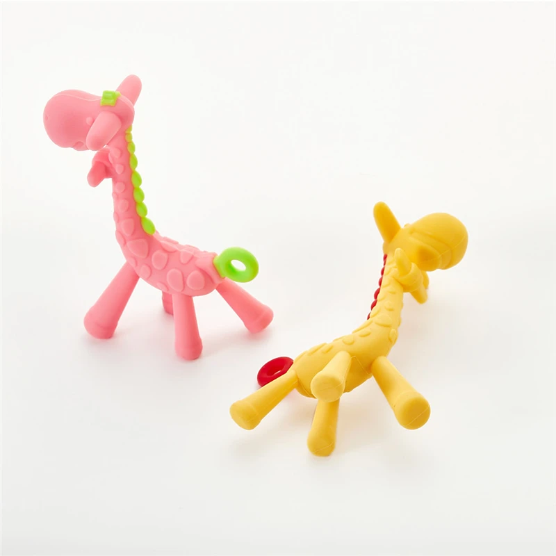 Baby Teether Cartoon Teething Nursing Silicone Baby teeth that fawn molar rod giraffe to bite the teether safty