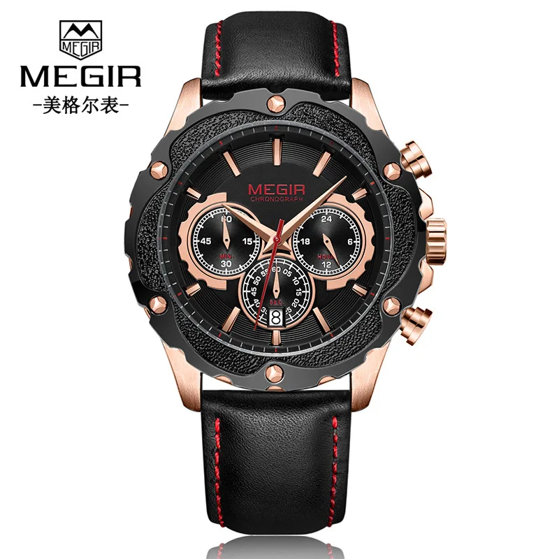 

[Unlike Previous Fire Decorative Pattern Watch Bezel Multi-functional Calendar Waterproof Quartz Men's Watch] Model 2070G