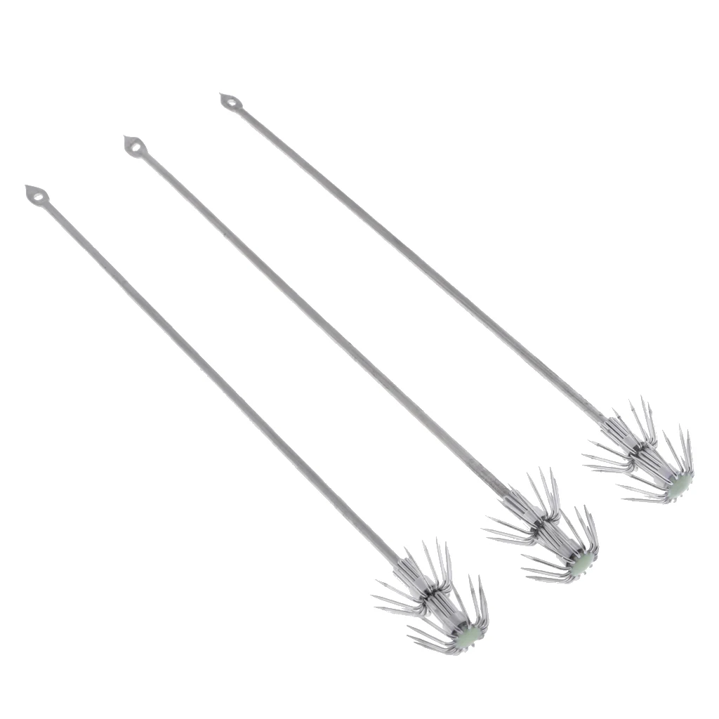 3Pcs/pack Saltwater Hard Fishing Lures DIY Luminous Glow Squid Octopus Jig Baits Hook Sea Fishing Lure Tackles