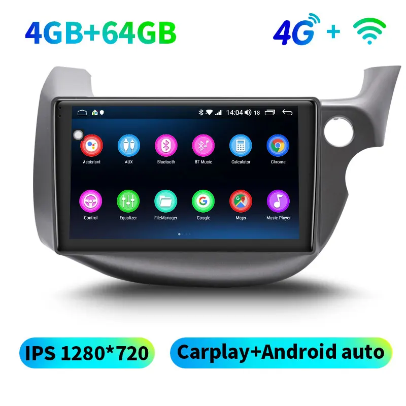 4GB 64GB WITH 4G 1" Android 8,1 стерео для автомобиля HONDA FIT JAZZ 2007-2013 правый руль автомобиля головное устройство плеер gps навигация радио WiFi 4G SWC FM - Цвет: 4GB 64GB WITH 4G