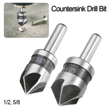 

2pcs 5 Flute Countersink Drill Bit HSS 82 Degree Point Angle Chamfer Chamfering Cutter 1/4" Round Shank For Power Tool