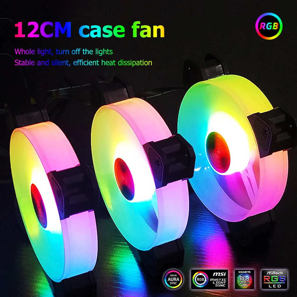 COOLMOON Chassis RGB Cooling Fan Quiet Radiator 120mm Gorgeous Lighting Heatsink for Office Computer Supplies | Компьютеры и офис