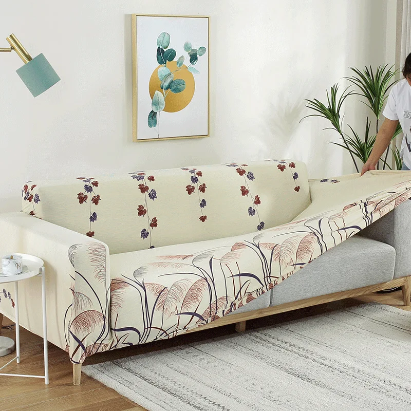 L-shaped living room sofa cover elastic universal printing all-inclusive four seasons sanding household towel | Дом и сад