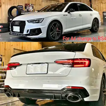 

PP RS4 front bumper w front lip grill / RS4 rear bumper w diffuser exhaust pipe for A4 bodykits 2017-2020 to RS4 bodykit
