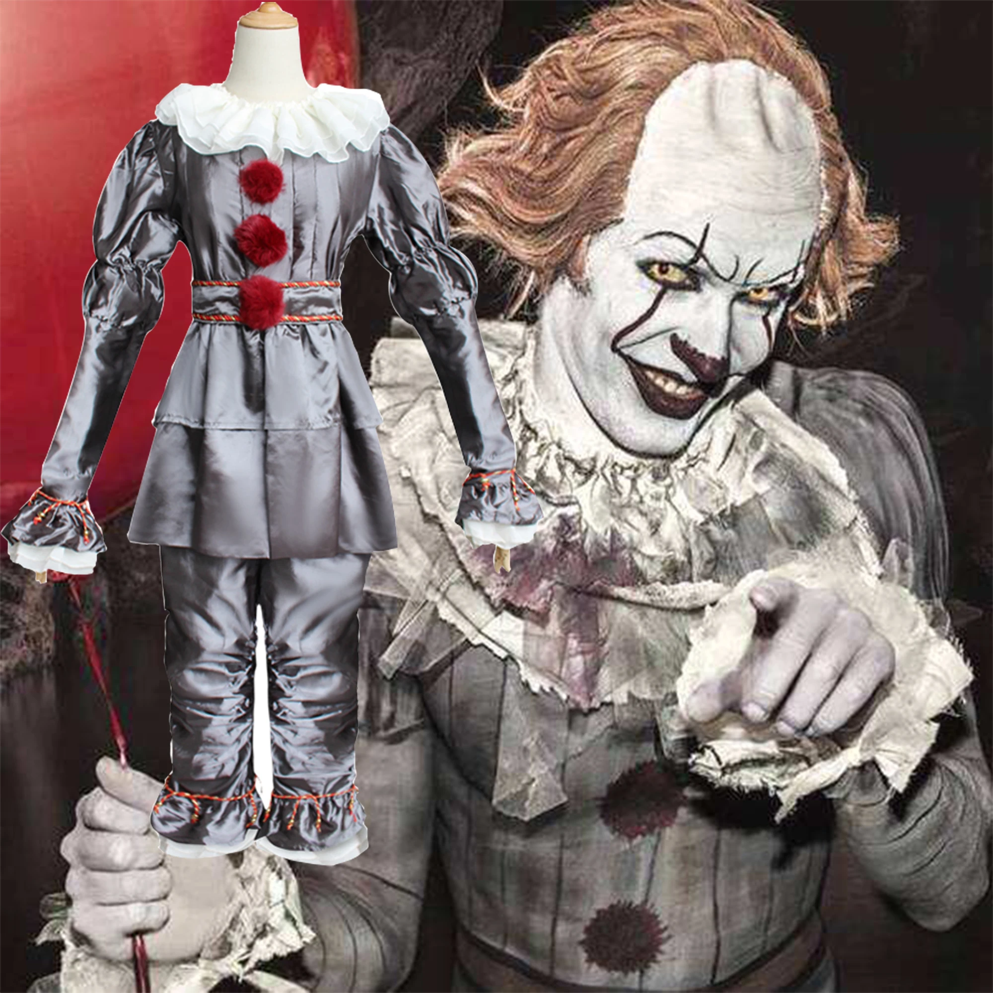 Костюм для косплея Pennywise из фильма оно: глава две Костюмы Клоуна на Хэллоуин маска