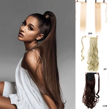 

MUMUPI high resilience Straight fake hair extension clips in hair round band ponytail wig brown blond red wig synthetic fiber