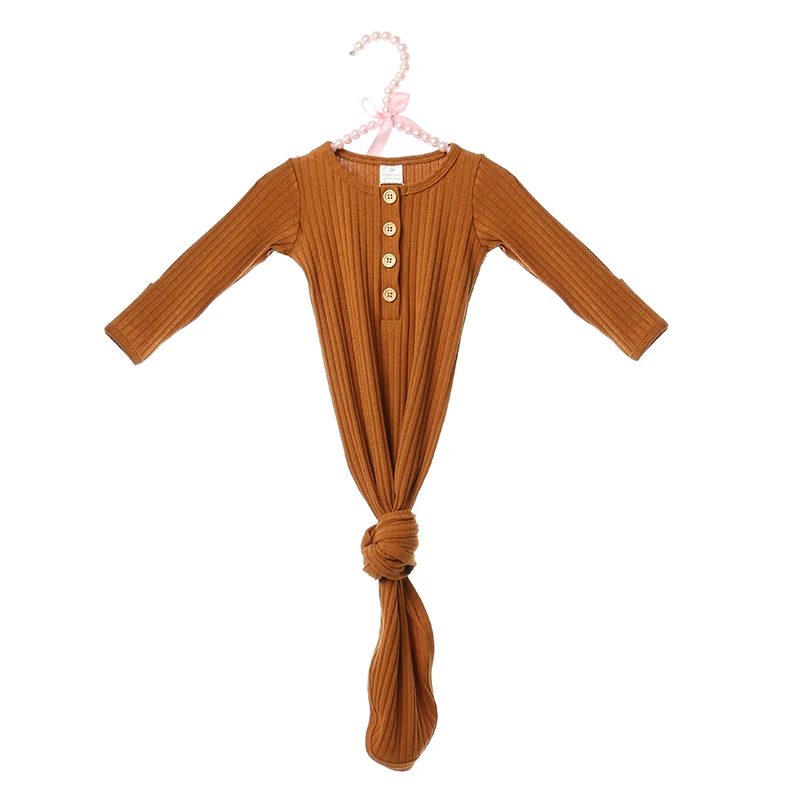 

Kaiya Angel Unisex Newborn Baby Sleeping Bag Long Sleeve Boy Spring Summer Fall Clothes 0-24M Solid Color Girls Button Gown