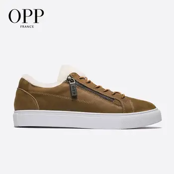 

OPP Men Boots Anti-Skidding Leather Shoes Men OPP Popular Comfy Spring Autumn Men Shoes Short Plush Snow Boots Durable Outsole