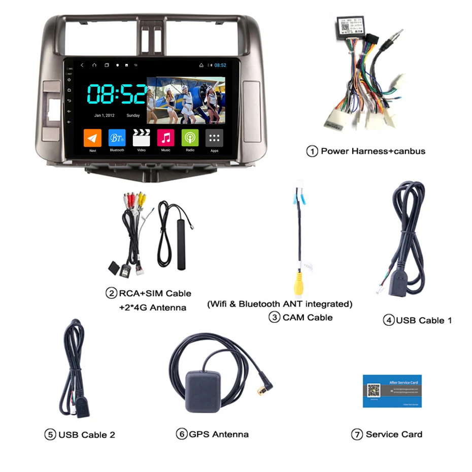 8 Cores Android 8,1 автомобильный DVD 1din мультимедийная система Navi для Toyota LAND CRUISER PRADO 2009-2013 Автомобильный gps навигатор головное устройство BT SWC wifi - Цвет: 8 Cores