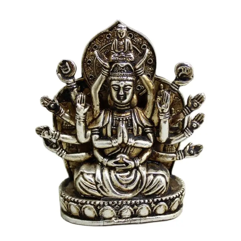 

collection antique old bronze crafts carving figures of Buddha Avalokitesvara copper ornaments