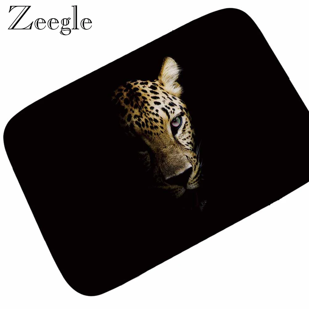 Zeegle Floor Mat 3D Animal Printed Indoor Carpet Outdoor Mat Flannel Hallway Rug Living Room Carpet Absorbent Foot Mat Doormat