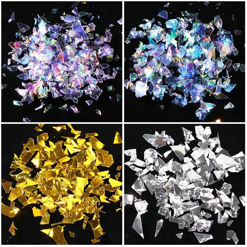 Nail Decoration Irregular Glass Paper Nails Glitter Nail Flakes Slices Sparkly Sequins Paillette Tips 3D DIY Manicure