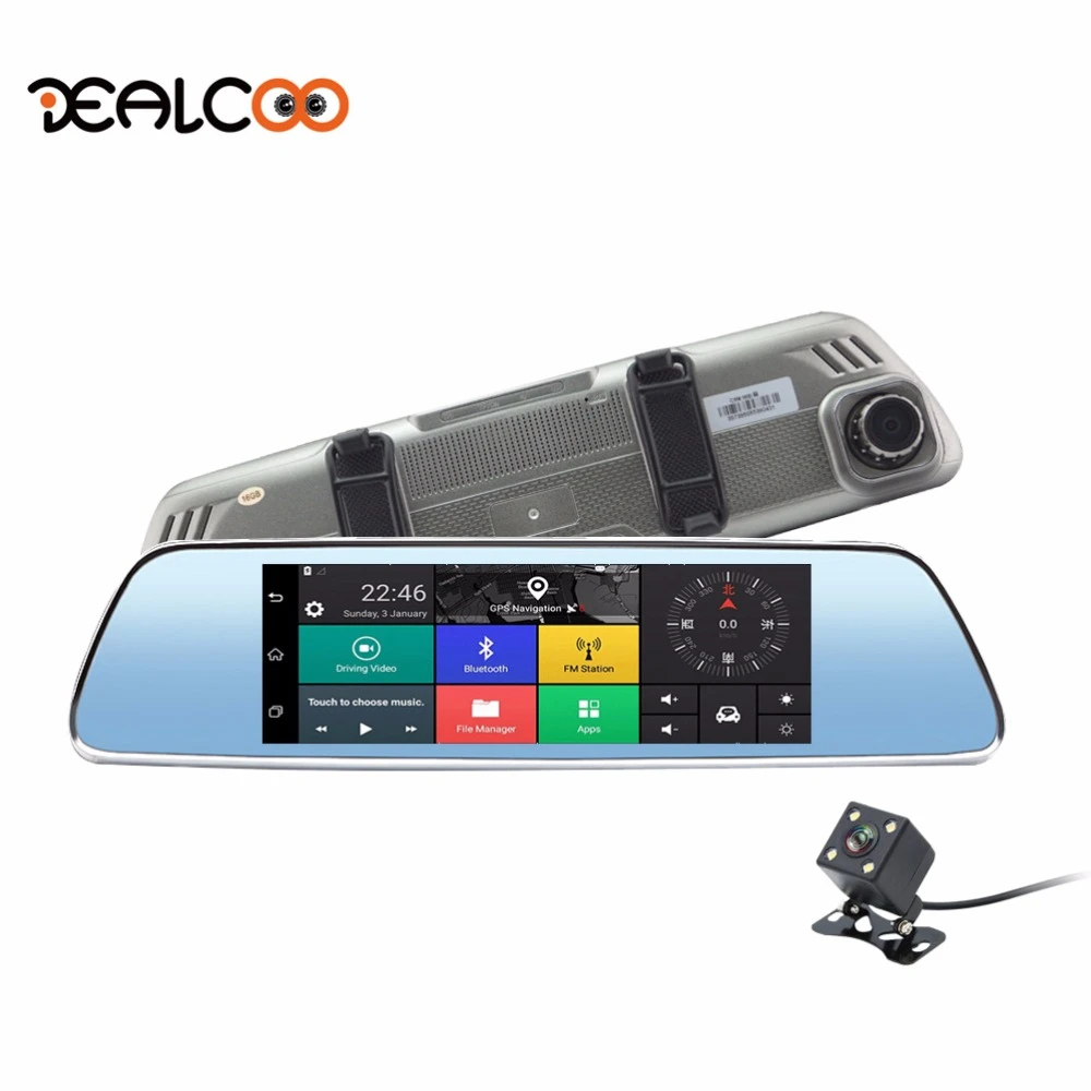 

Dealcoo Rearview Mirror Camera Registrar WIFI Car DVR GPS Navigation Mirror Android Dash Cam Mirror Navigator Dual Lens Dash Cam