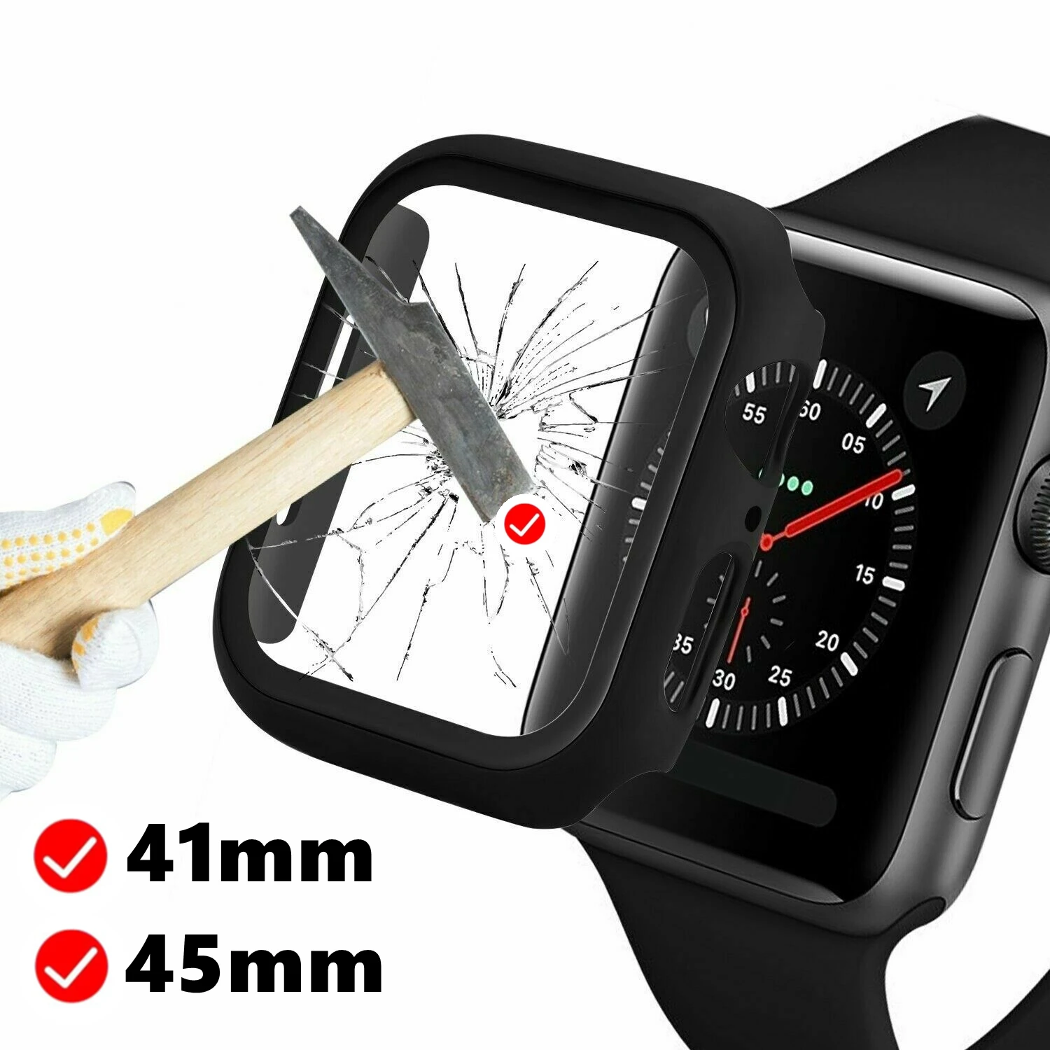 Case For Apple Watch 7 45mm 41mm PC Cover With Screen Protector Bumper