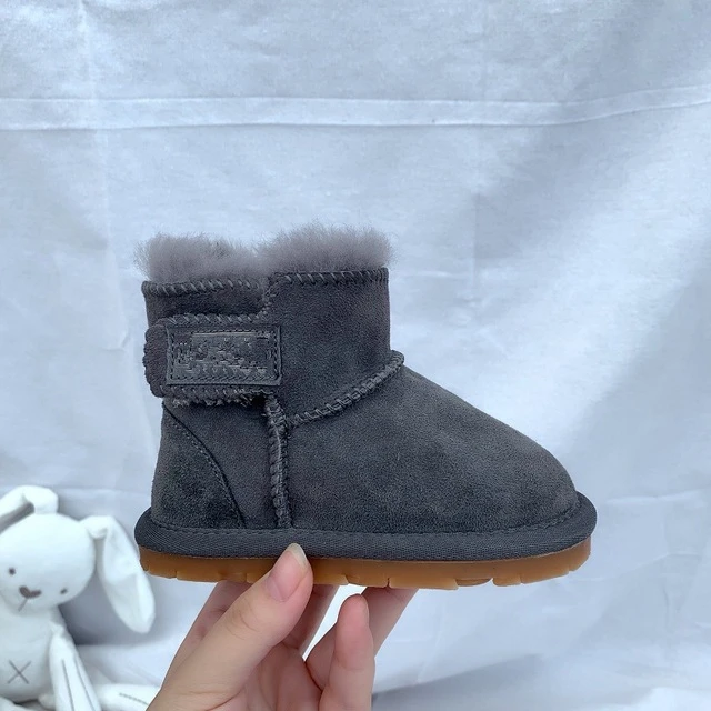 

Baby Snow Boots Boys Girls Winter Warm Sheep Skin Leather Shoes with Real Fur Toddler Snow Wear Ankle Boots Waterproof Footwear