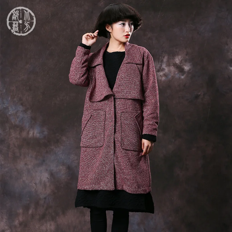 North Tribe Winter New Style Origional Literature And Art WOMEN'S Overcoat Solid Color Loose Casual Coat S560822