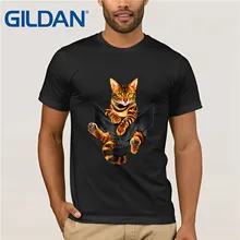 Золотая Бенгальская кошка S Летняя мужская футболка с коротким рукавом, хлопковая Футболка с круглым вырезом, Забавные футболки, хлопковые топы, футболка