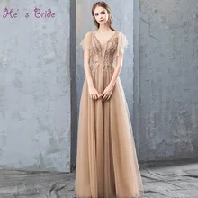 Длинное платье цвета шампанского для невесты с глубоким v-образным вырезом, сексуальное вечернее платье без рукавов, элегантное вечернее платье, Vestido De Noche