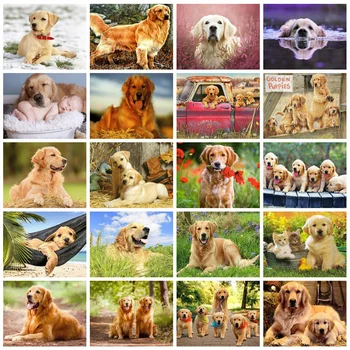 

Huacan Diamond Painting New Arrivals Dog Embroidery Animal Diamond Art Full Drill Mosaic Decorations For Home