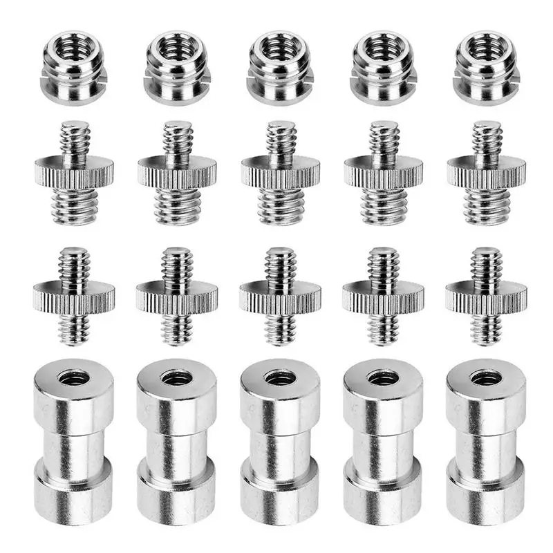 

1/4 to 3/8 Screw Adapter Converter Threaded Screws Adapter Spigot Screw Mount Set for Camera Tripod Monopod Ballhead Flash Light