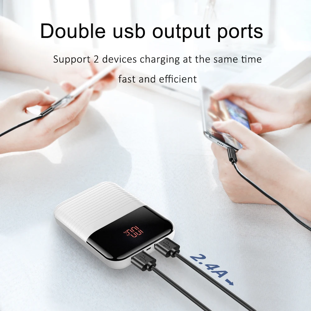 A.S Portable Chargers 10000mAh External Battery Pack Dual USB Output External Phone Charger Battery Bank Power Bank for iPhone X